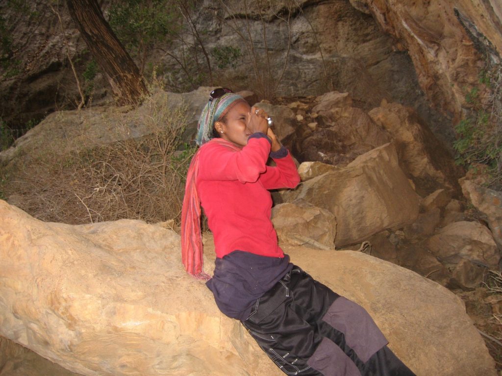 One of Dr Mire's proudest moments mountaineering the highest mountain in the Somali region, rock art at Shimbiris (2460m above sea level), November, 2007