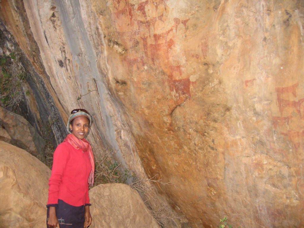 One of Dr MIre's proudest moments mountaineering the highest mountain in the Somali region, rock art at Shimbiris (2460m above sea level), November, 2007