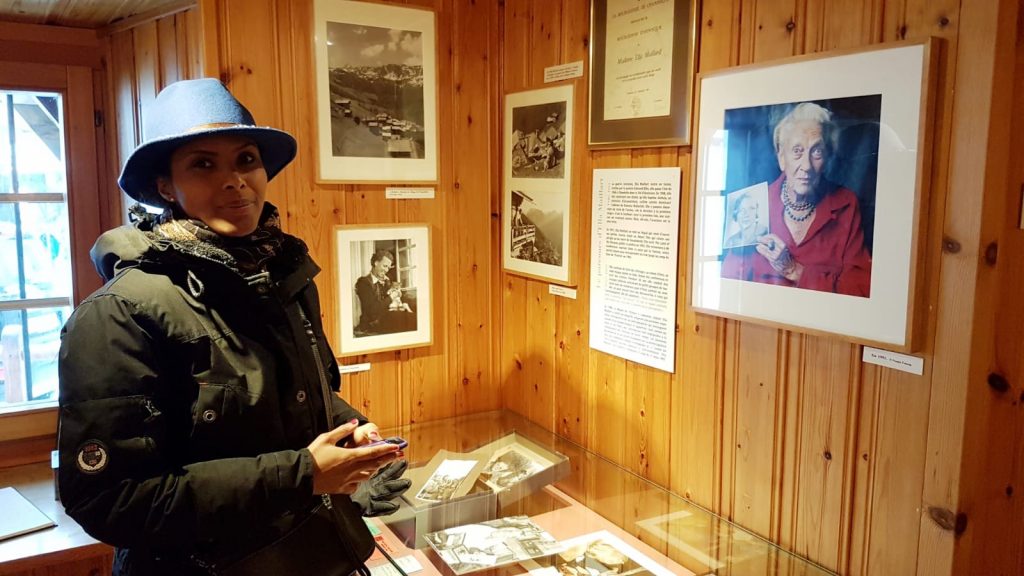 Sada Mire at explorer Ella Maillart's museum in Chandolin, the Swiss Alps.